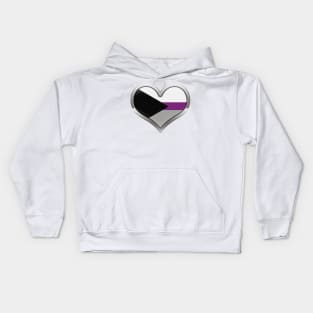 Large Demisexual Pride Flag Colored Heart with Chrome Frame Kids Hoodie